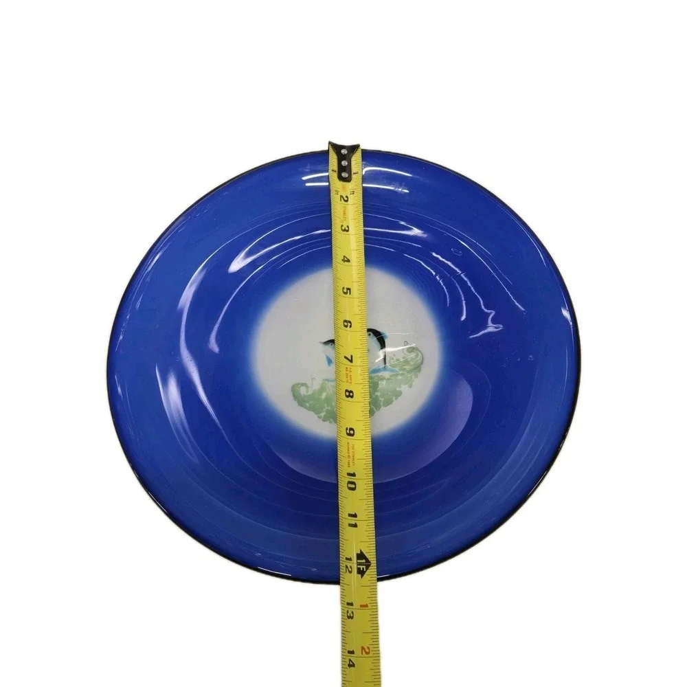 ThriftCHI ~ Murano Art‎ Glass Bowl w Inlaid Dolphins Design